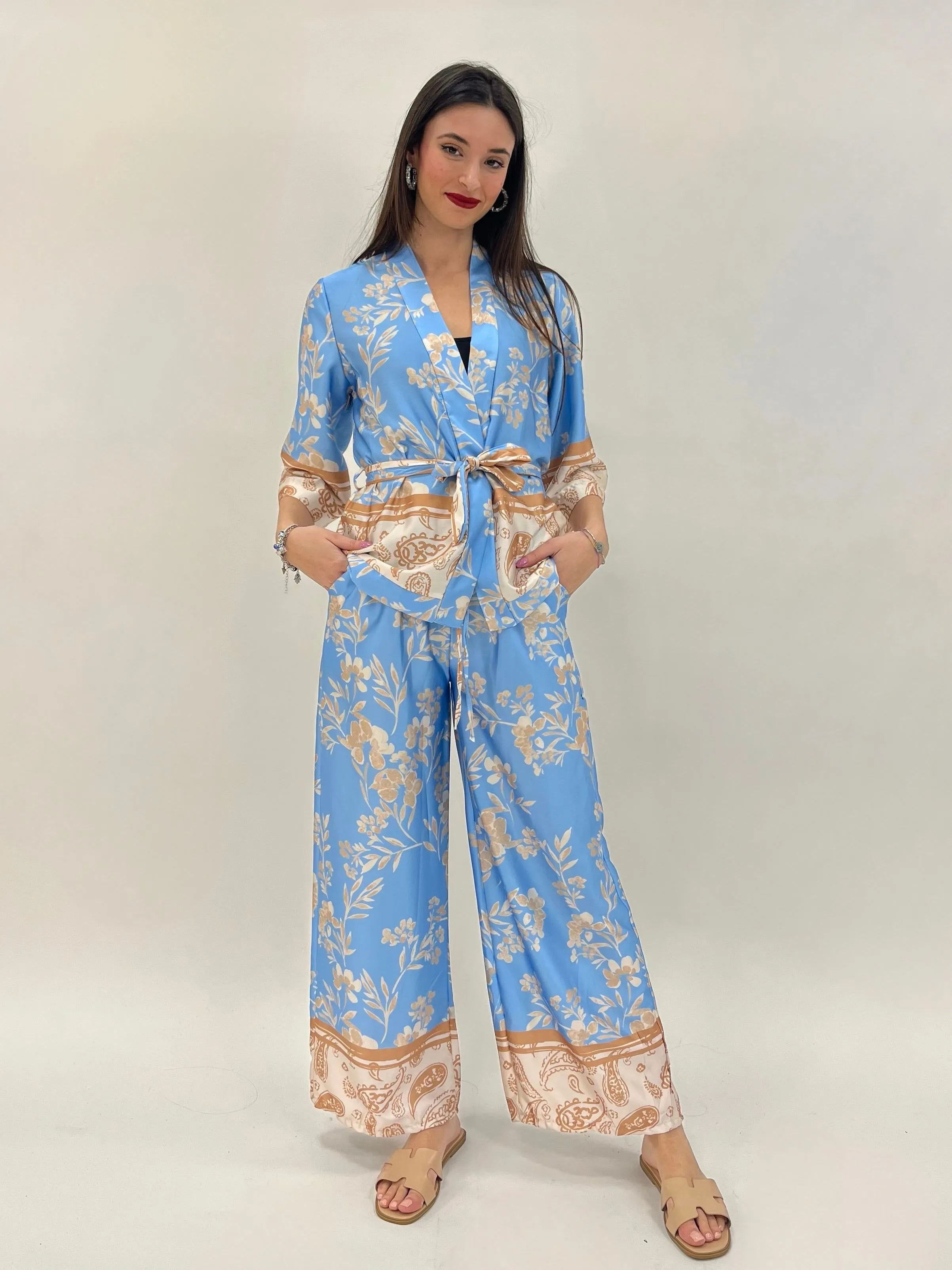 Full-length kimono pants