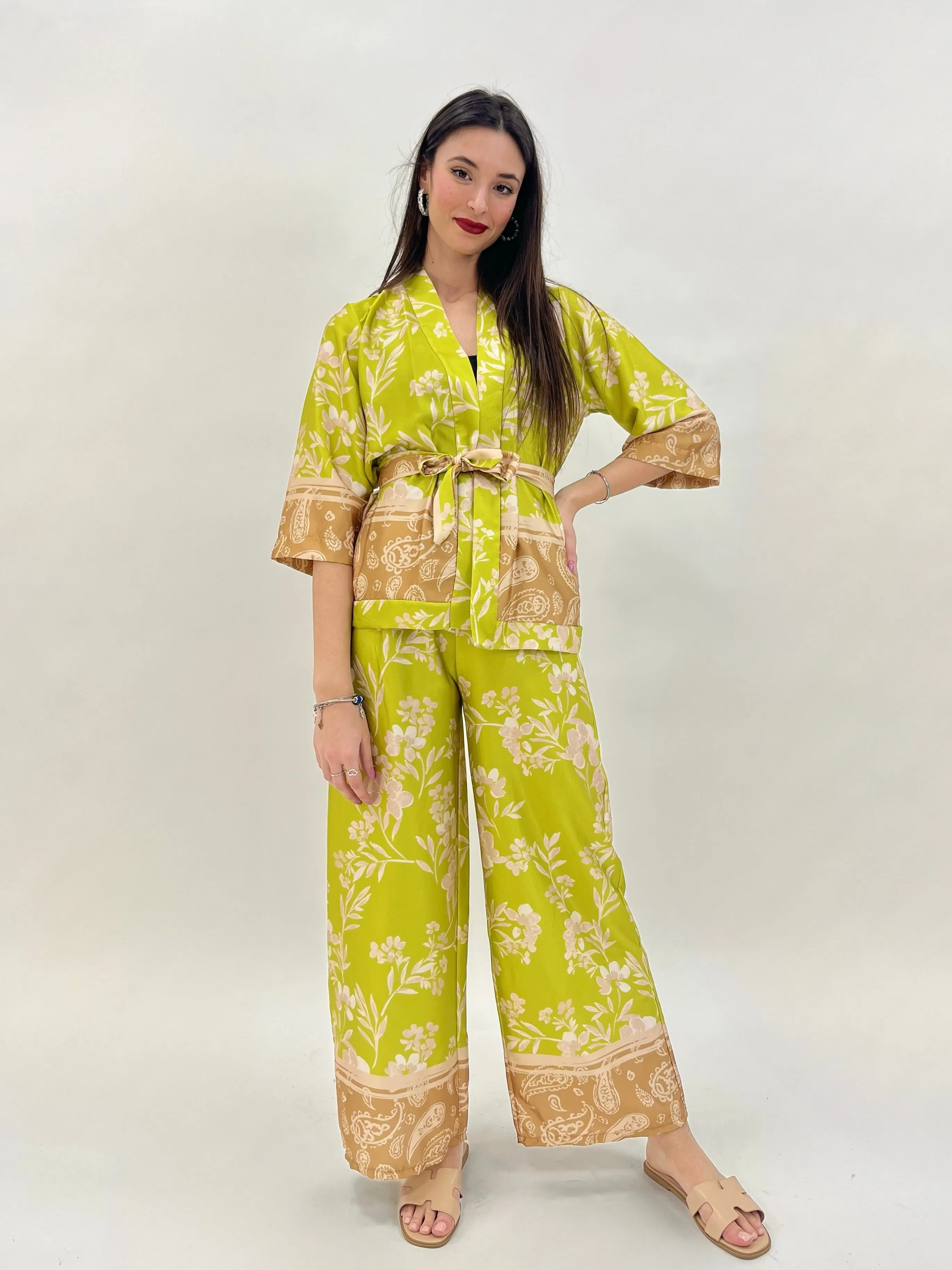 Full-length kimono pants