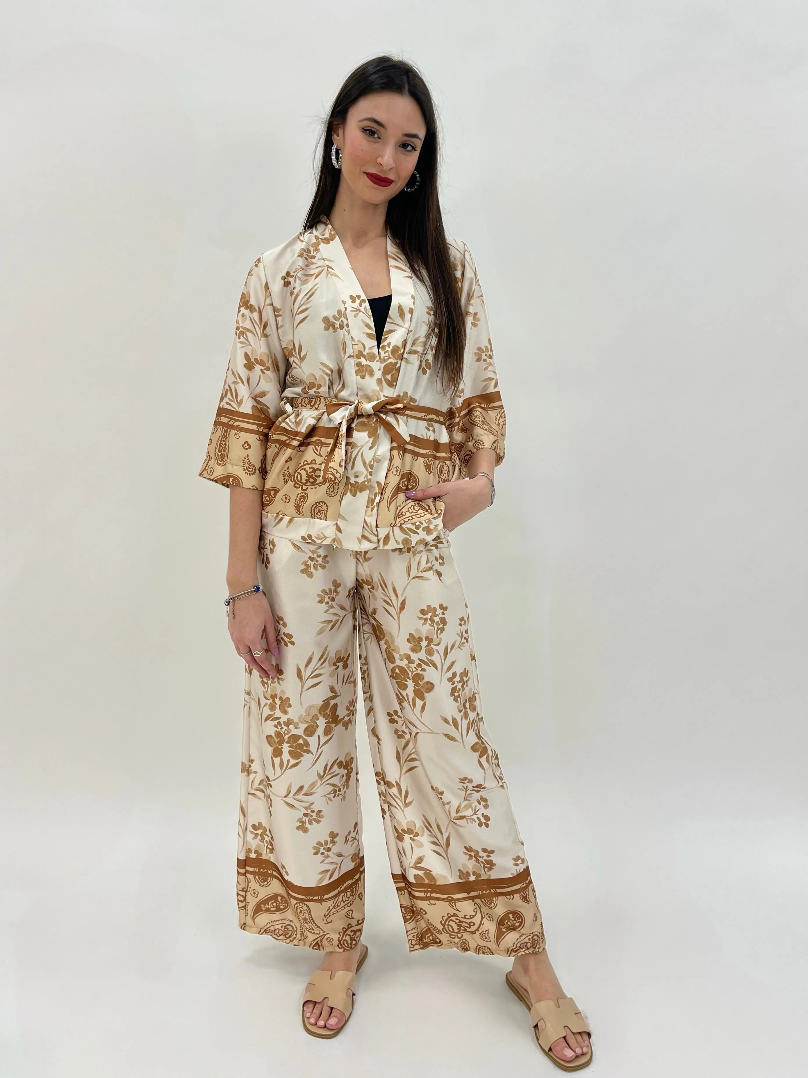 Full-length kimono pants