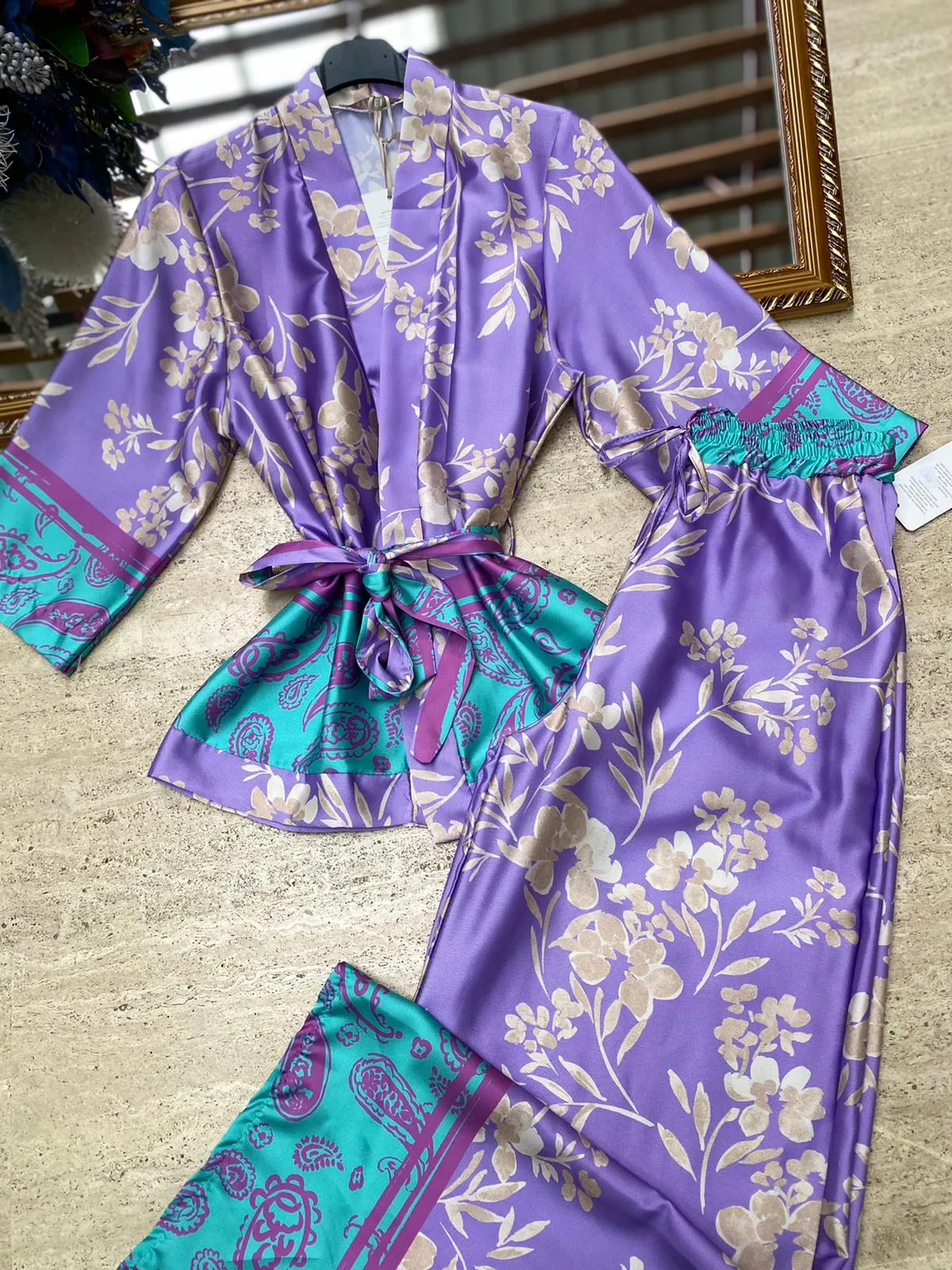 Full-length kimono pants