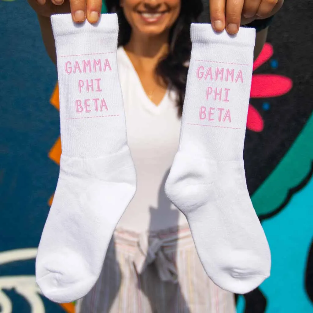 Gamma Phi Beta Crew Socks - Sorority Colors, Gamma Phi Beta Name: Google SEO Result.