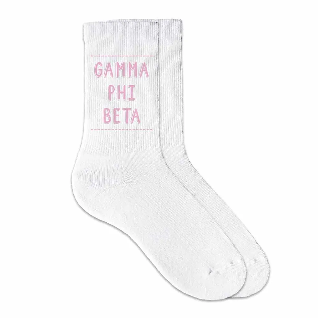 Gamma Phi Beta Crew Socks - Sorority Colors, Gamma Phi Beta Name: Google SEO Result.