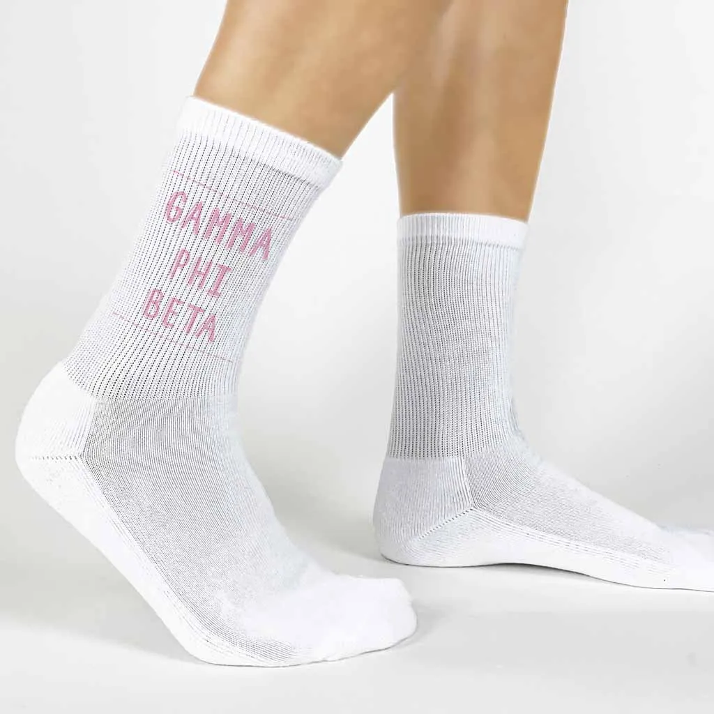 Gamma Phi Beta Crew Socks - Sorority Colors, Gamma Phi Beta Name: Google SEO Result.