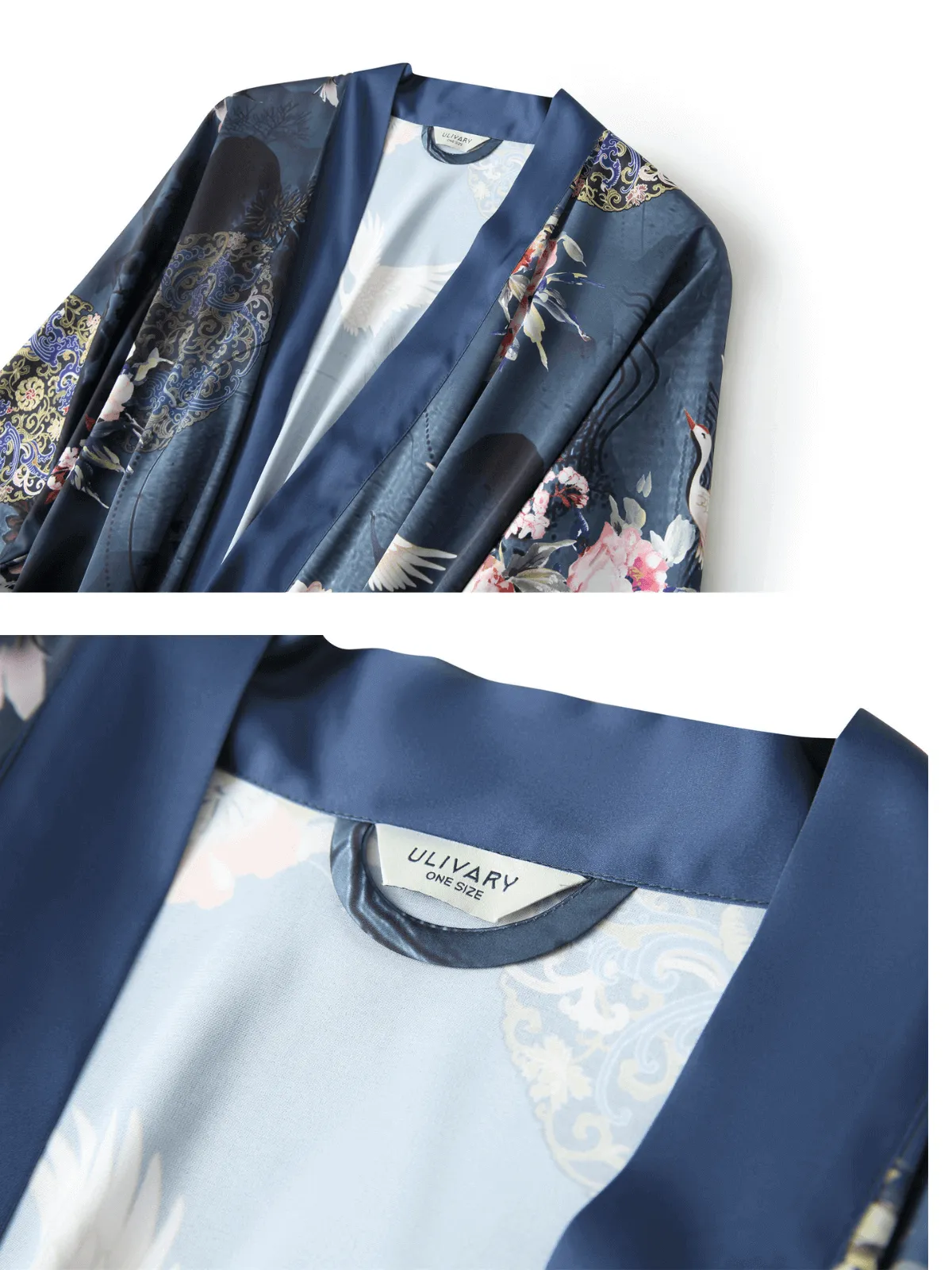 Garden Crane Blue Kimono Robe - Buy Online