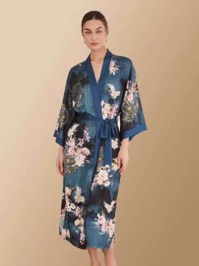 Garden Crane Blue Kimono Robe - Buy Online