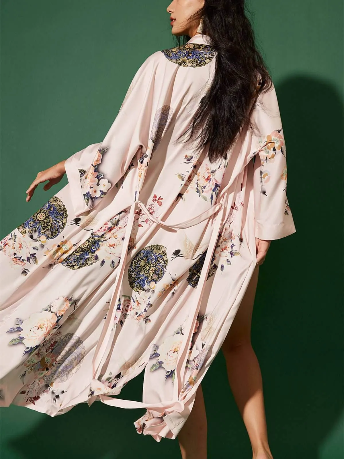 Garden Crane Kimono Robe