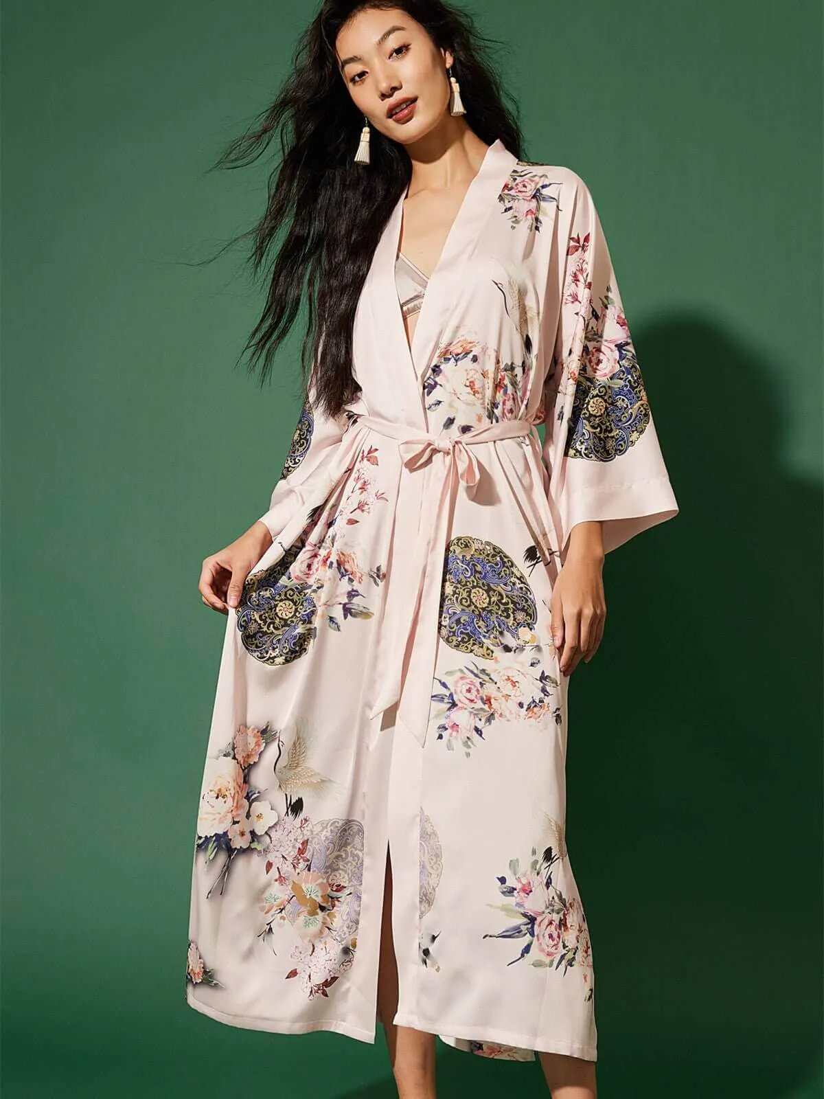 Garden Crane Kimono Robe