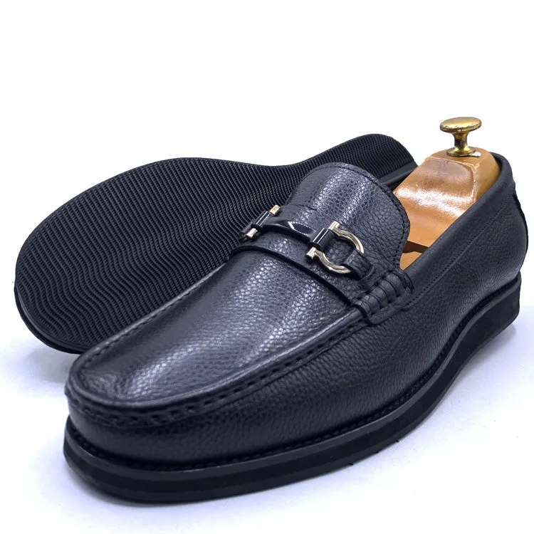 GB penny loafers black men textured.