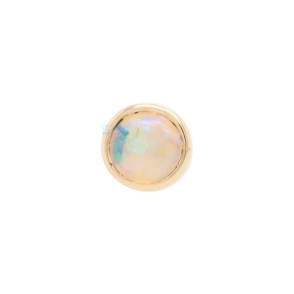 Genuine White Opal in Cup Setting Nostril Screw in Gold