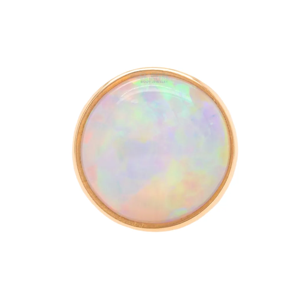 Genuine White Opal in Cup Setting Threaded End in Gold