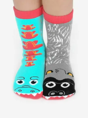 Giant Gorilla & Mutant Lizard Non-Slip Mismatched Kids Socks | Pals Socks