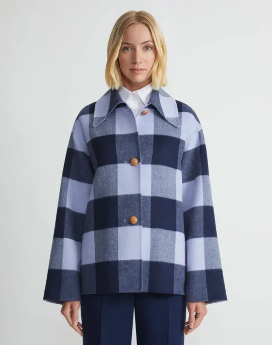 Gingham swing coat