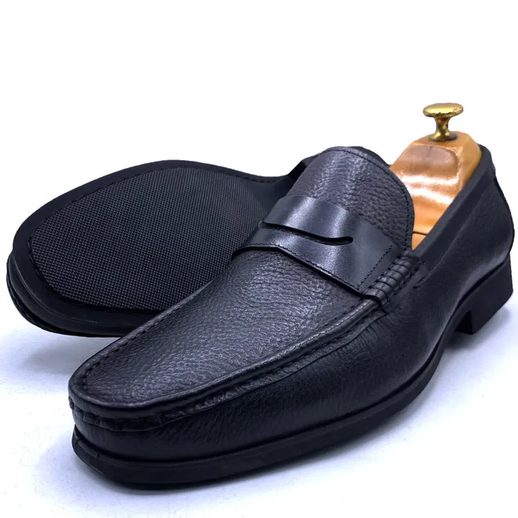 GL leather loafers - black | men's textured shoes.