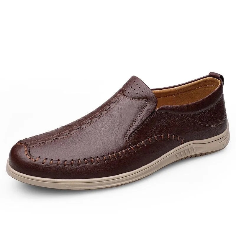 GO159 Men's Leather Loafers: Fashionable Outdoor Flats Shoes