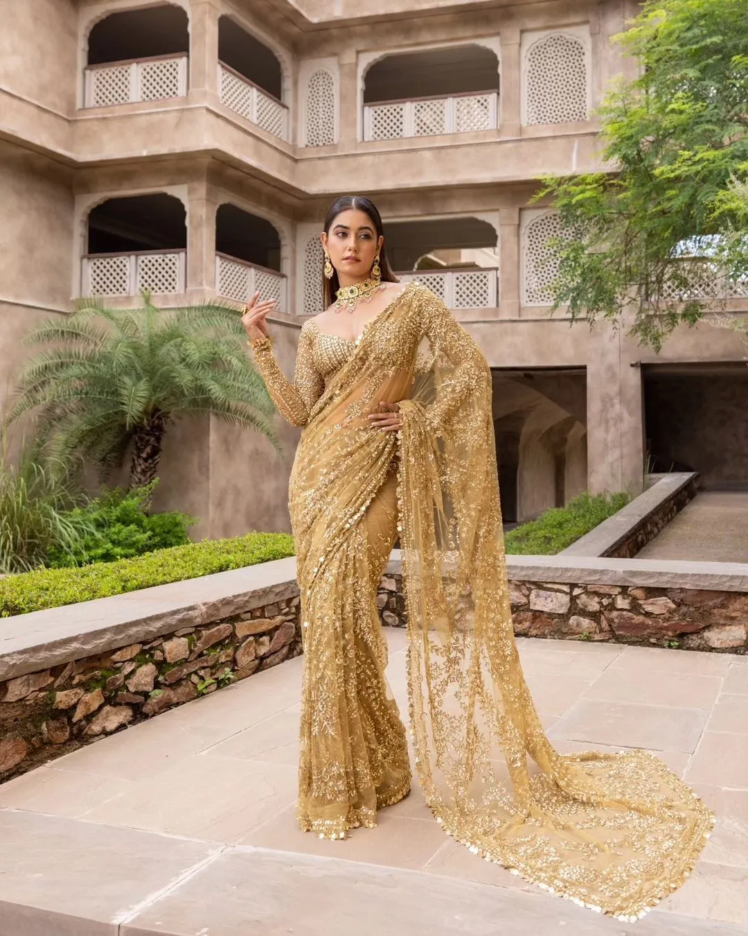 Golden Beauty sequins saree for women, New Bollywood Block Buster SOC001BRG