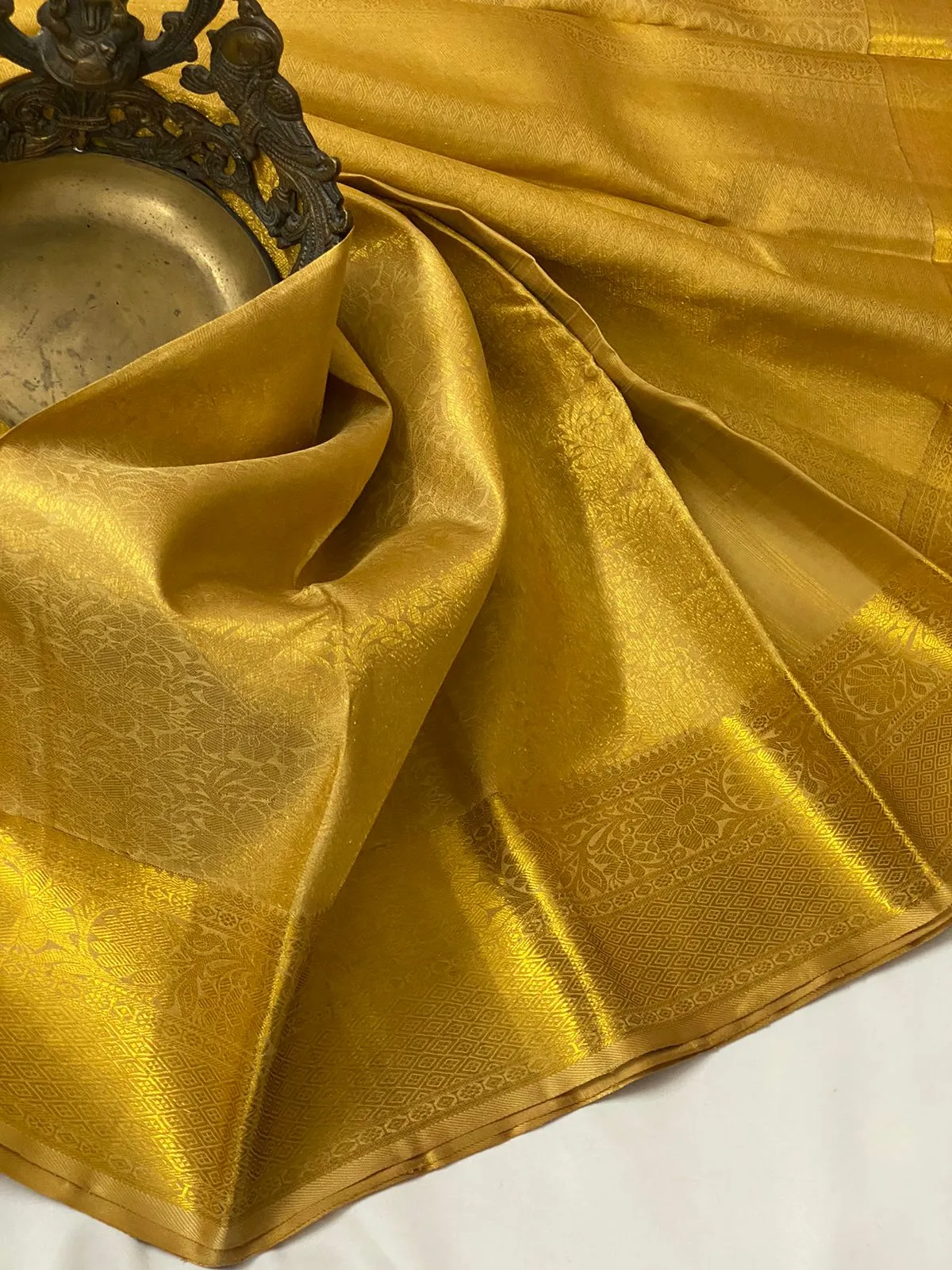 Golden Kanjivaram Bridal Silk Saree for Women - PRIYA001GKS by Vyshali