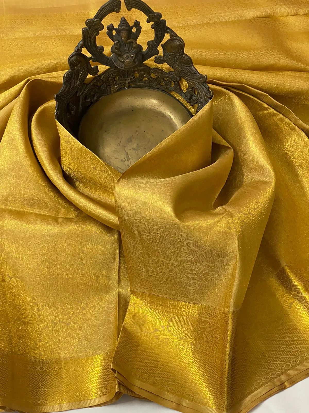 Golden Kanjivaram Bridal Silk Saree for Women - PRIYA001GKS by Vyshali