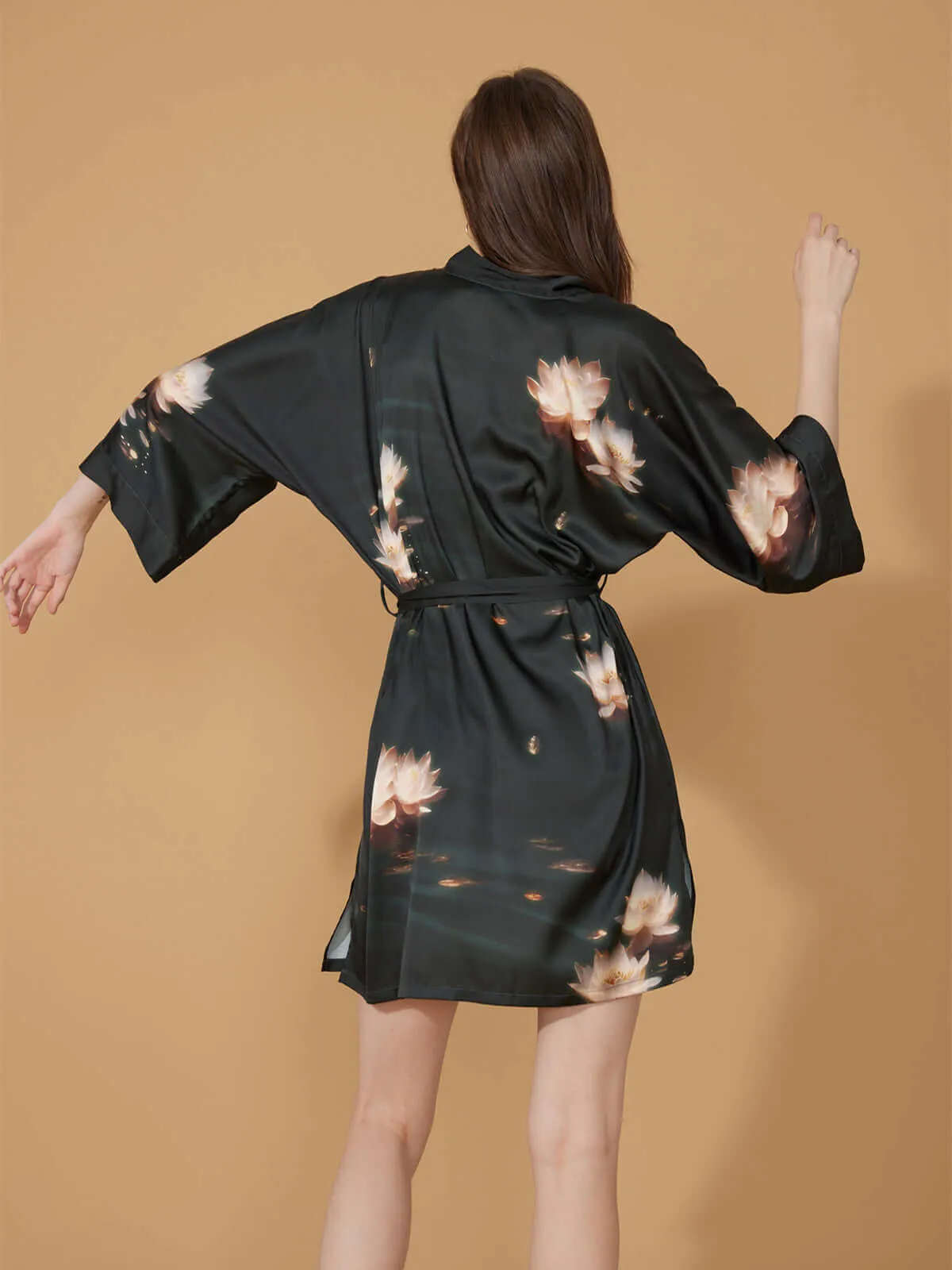 Golden Lotus Short Kimono Robe - Top Result