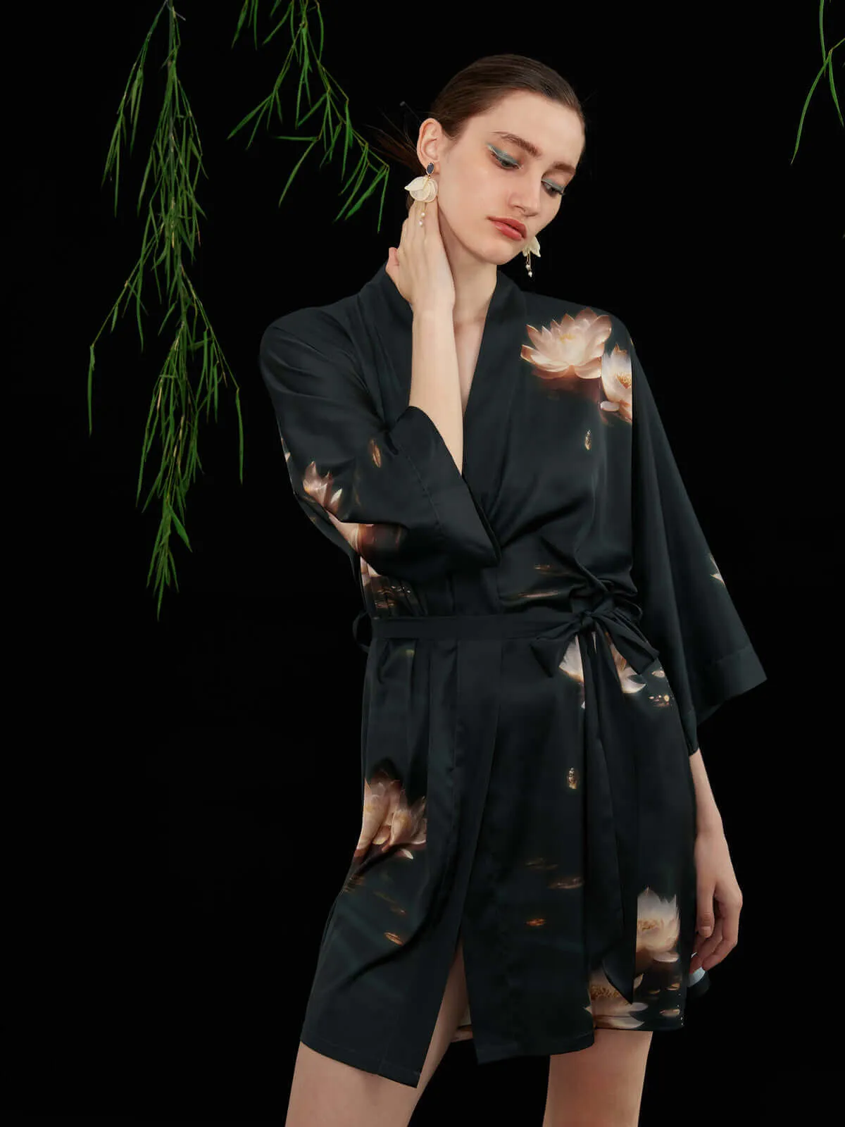 Golden Lotus Short Kimono Robe - Top Result