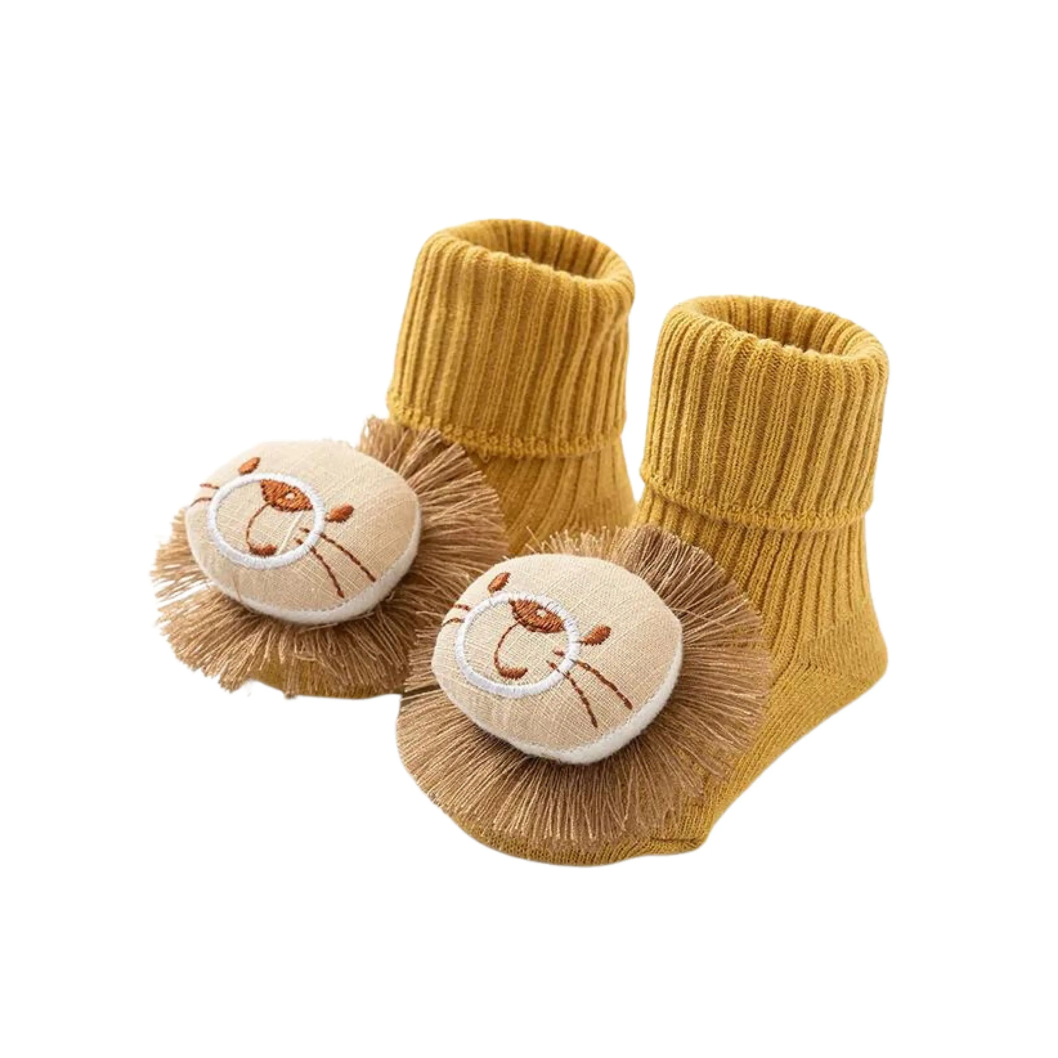 Gray Daisy 3D Baby Floor Socks with Anti-Slip Grip