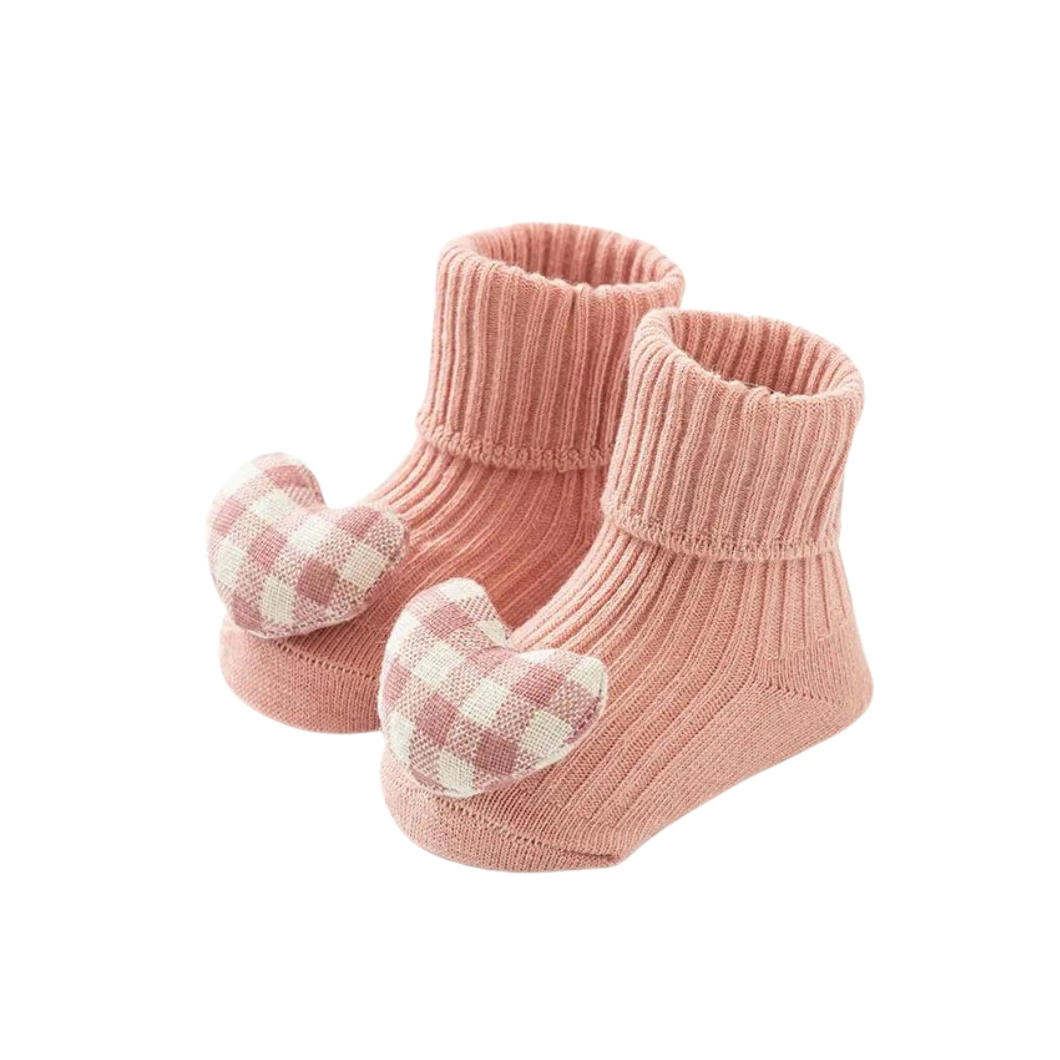 Gray Daisy 3D Baby Floor Socks with Anti-Slip Grip