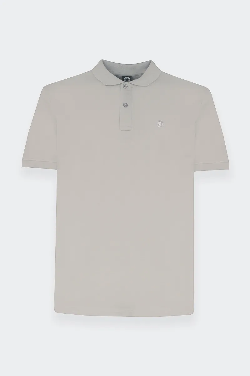 Grey cotton stretch polo shirt.