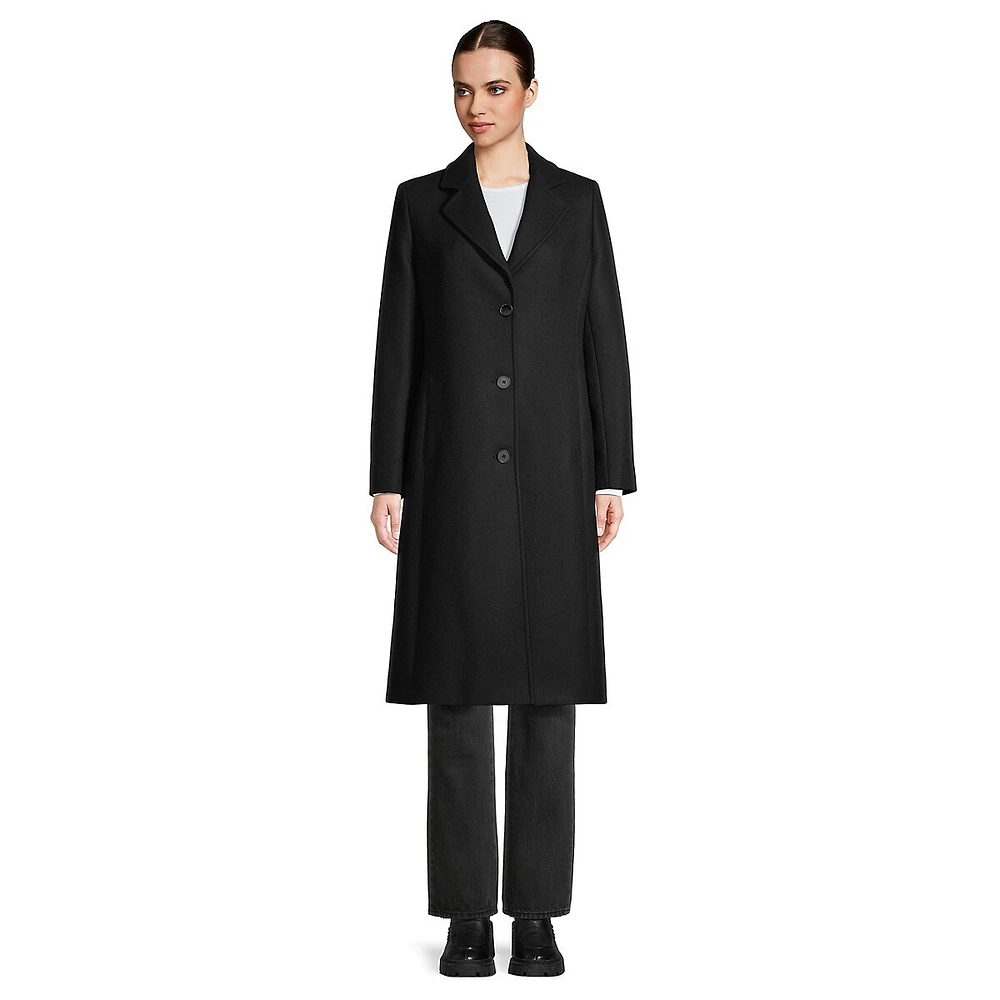 HiSO Notch-Collar Wool-Blend Long Coat