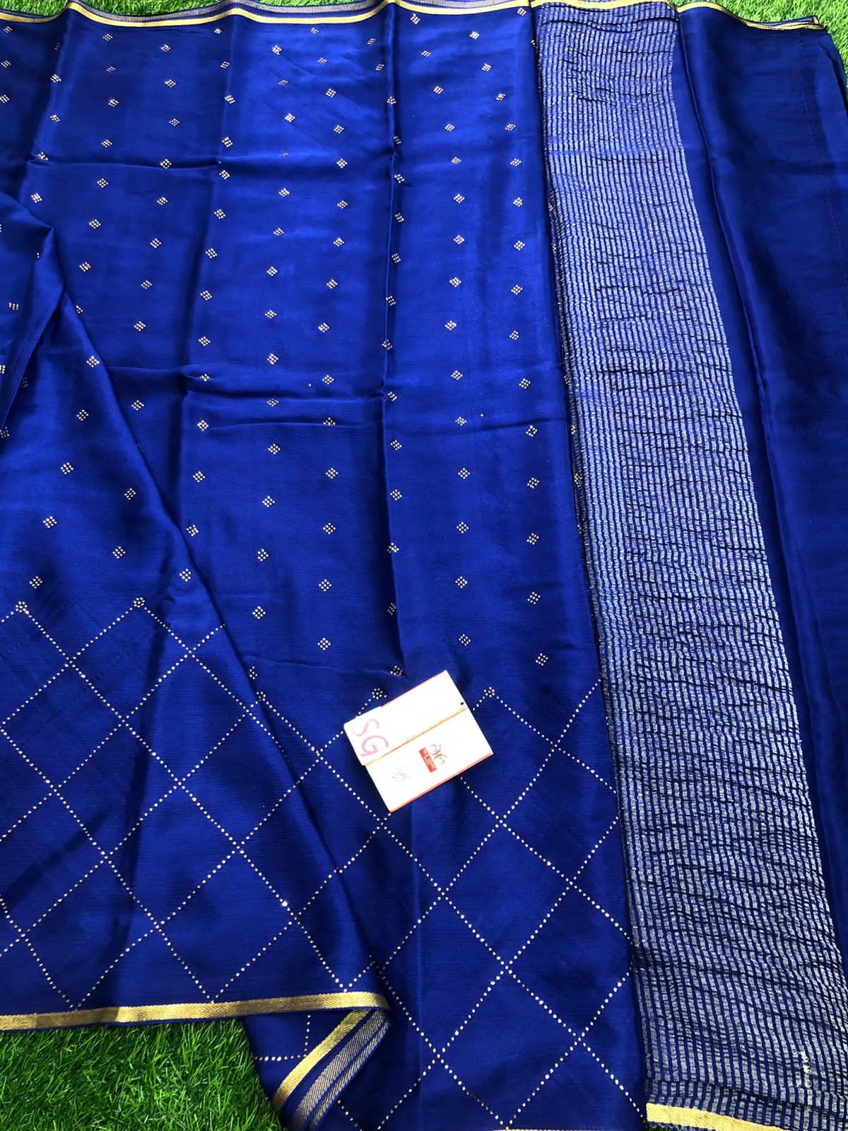 Indigo Blue Silk Saree with Swarovski Crystal work - PDS001MSBL