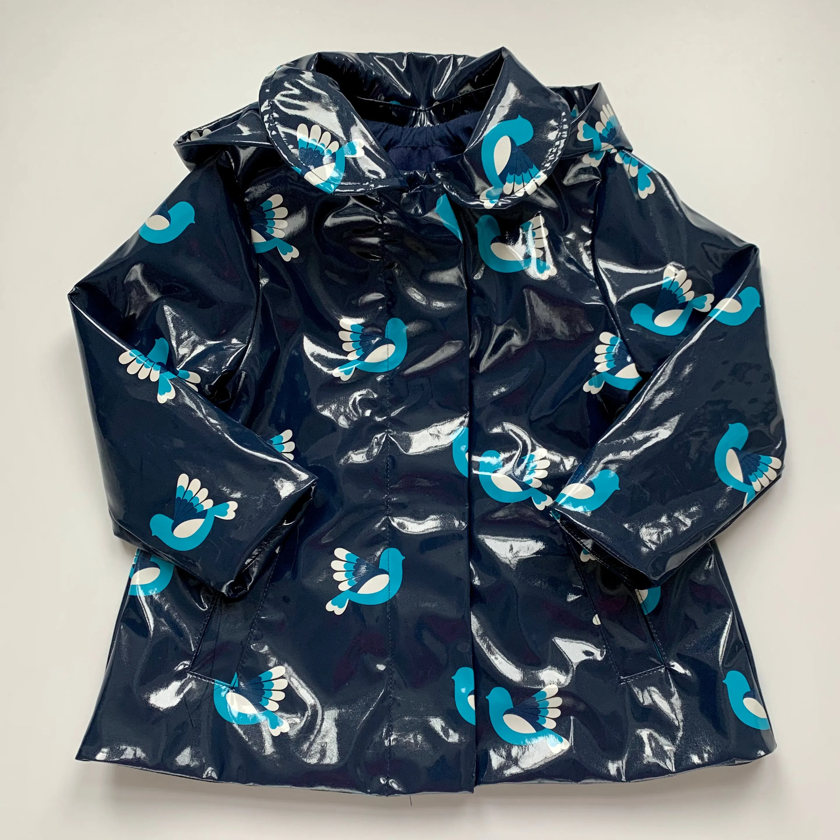 Jacadi Bird Print Raincoat - Navy Blue, Size 36 Months