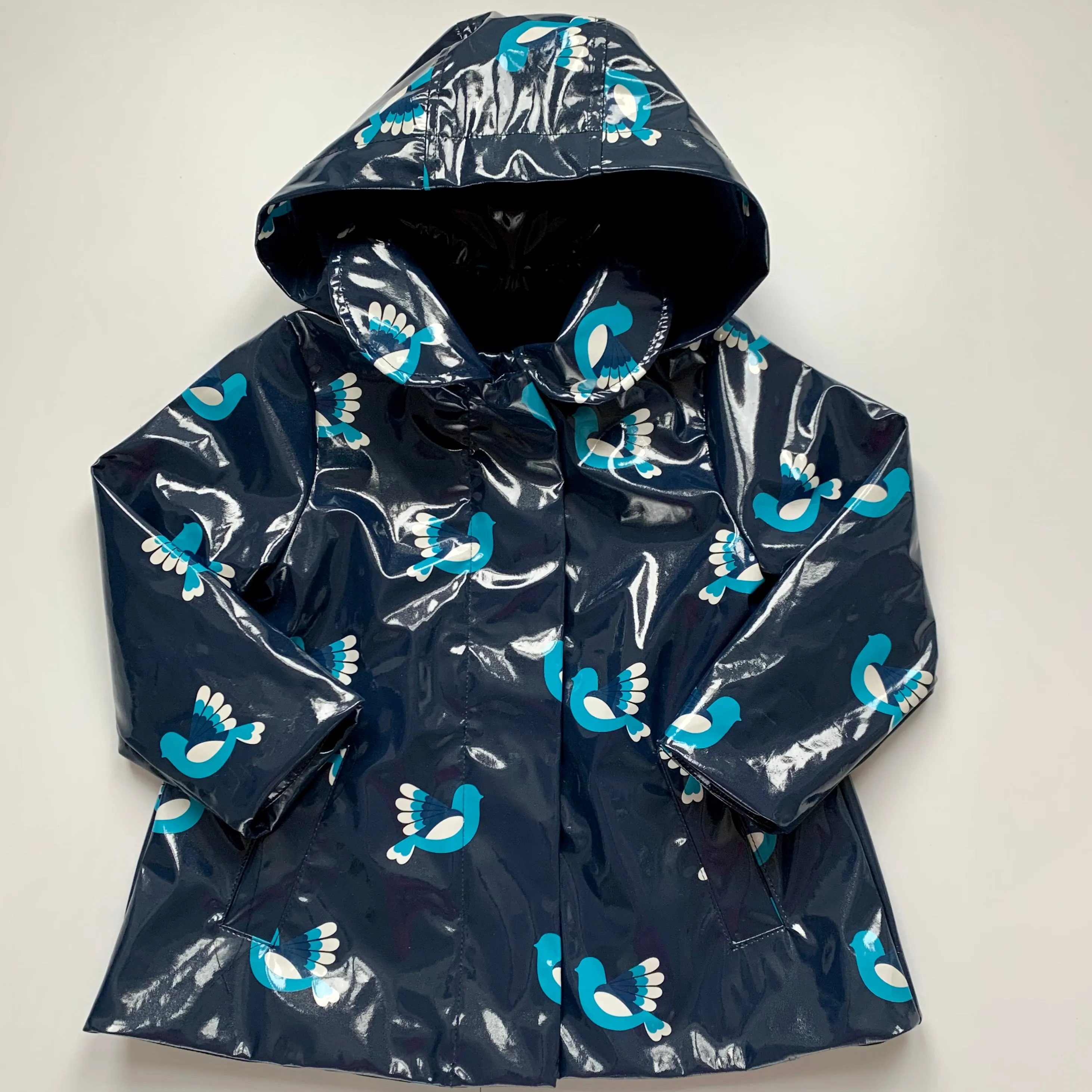 Jacadi Bird Print Raincoat - Navy Blue, Size 36 Months