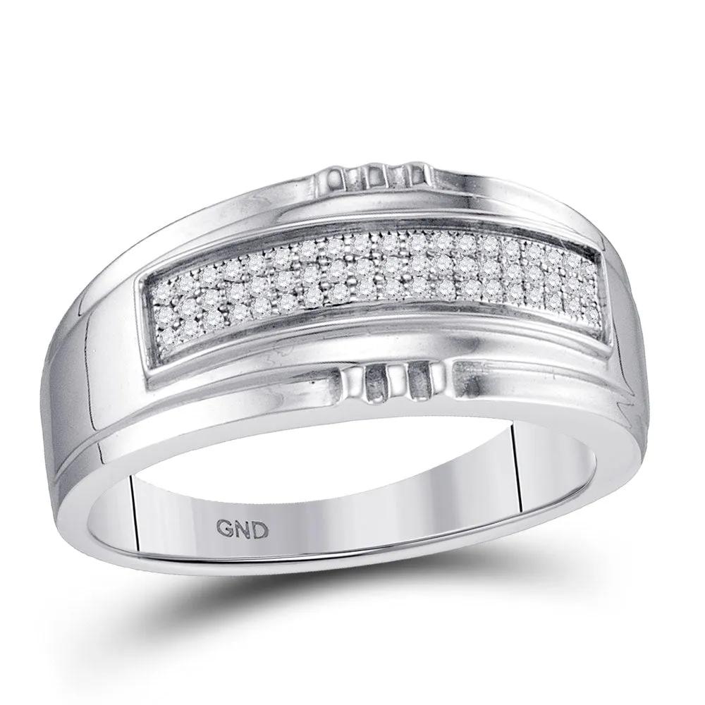 Keene Jewelers 10kt White Gold Mens Round Diamond Band Ring 1/6 Cttw