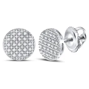 Keene Jewelers 10kt White Gold Mens Round Diamond Circle Cluster Earrings 1/6 Cttw