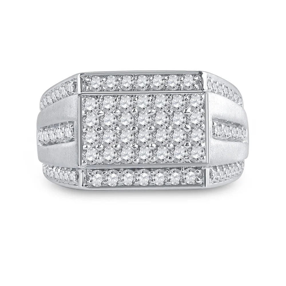 Keene Jewelers 10kt White Gold Mens Round Diamond Cluster Ring 1-1/4 Cttw