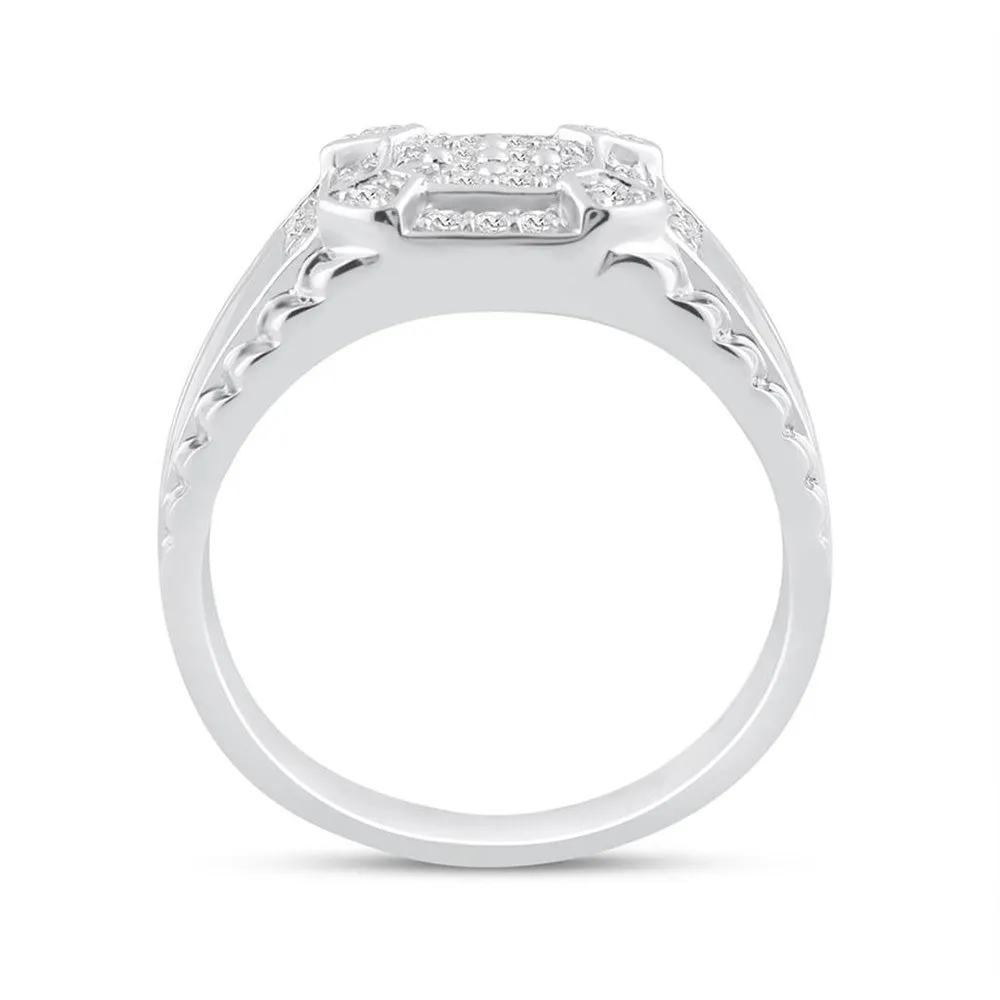 Keene Jewelers 10kt White Gold Mens Round Diamond Square Ring 1/2 Cttw