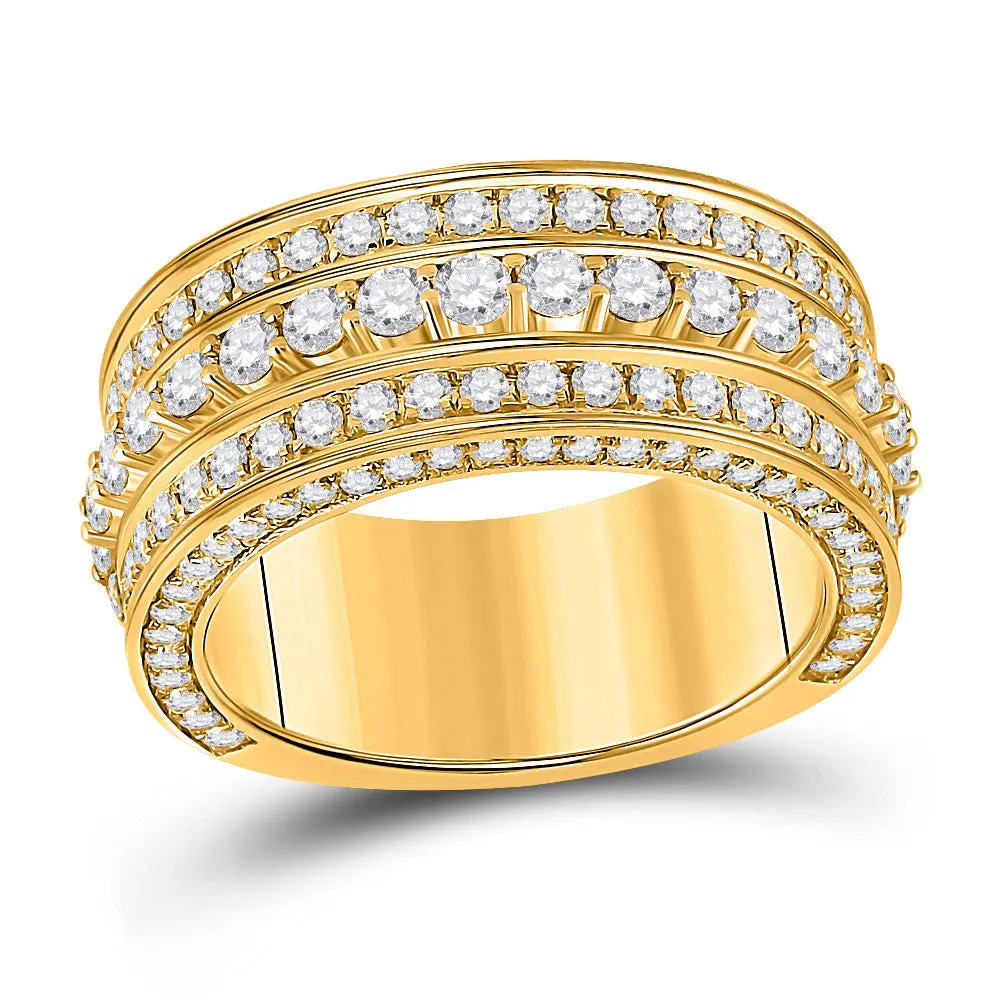 Keene Jewelers 10kt Yellow Gold Mens Round Diamond Statement Band Ring 3 Cttw