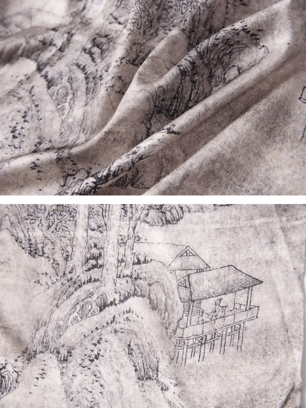 Kimono Robe with Ink Painting Design