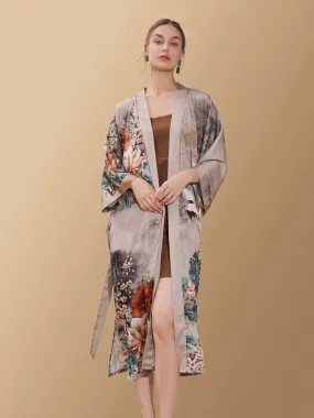 Kimono robe with Oriental forest motif