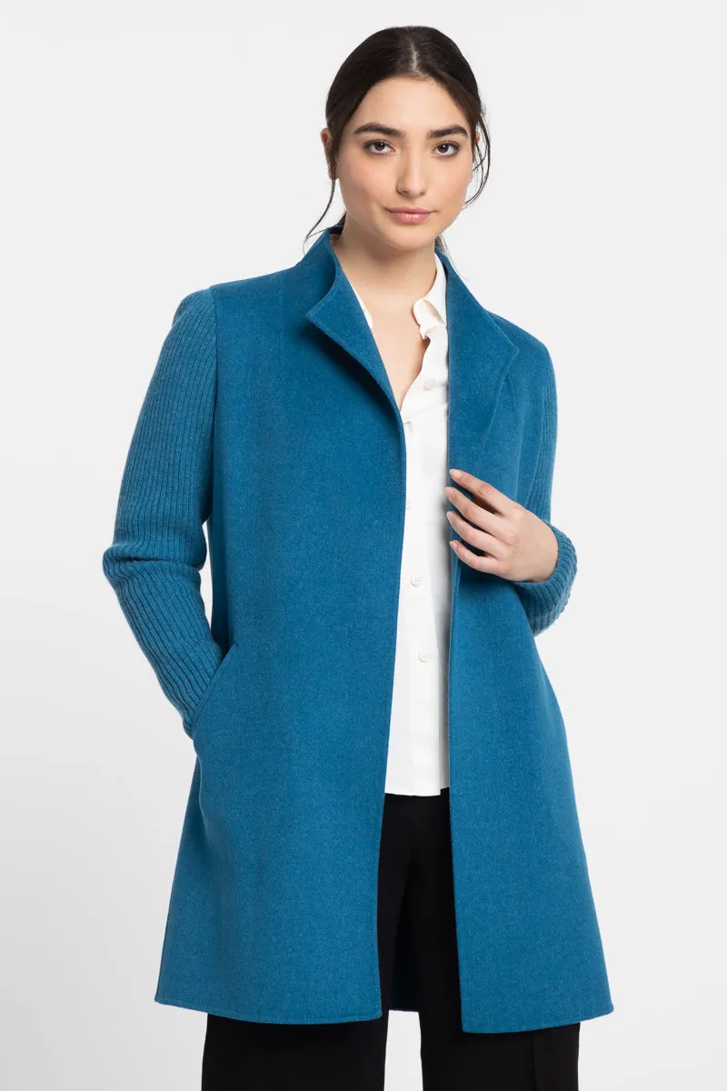 Knit Ribbed Sleeve Coat