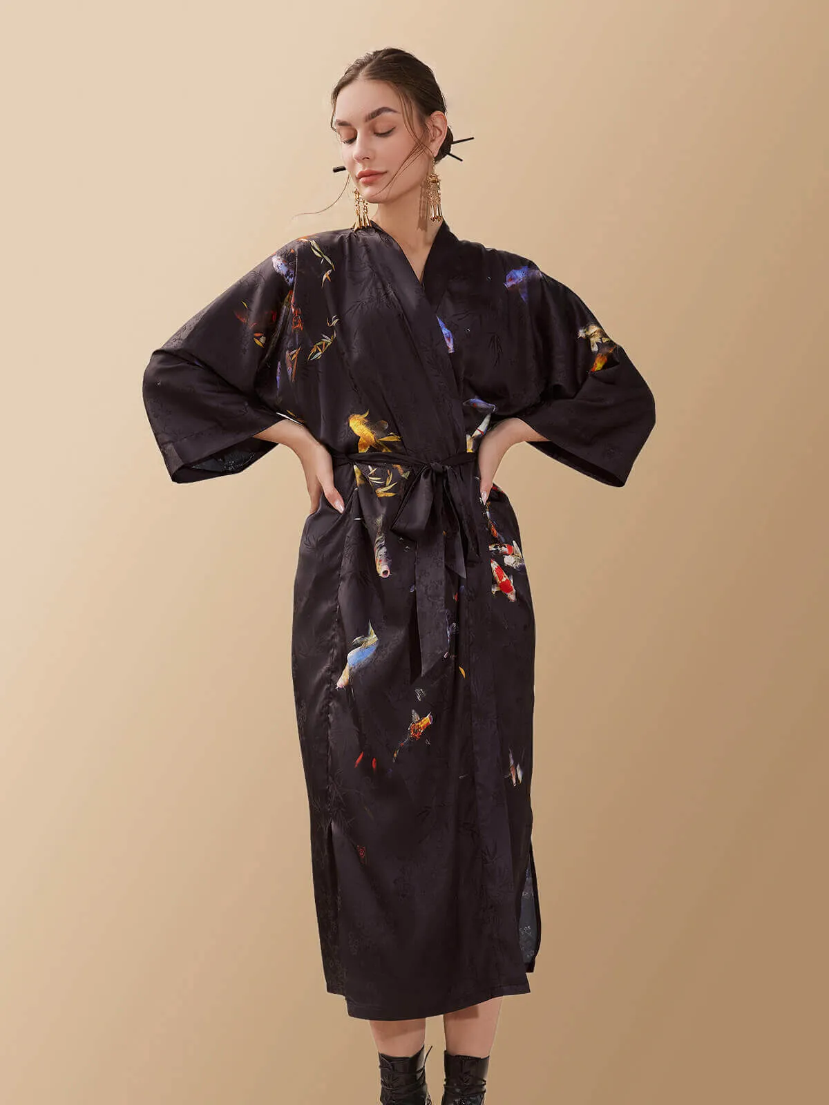 Koifish Kimono Robe with Oriental Inspired Design