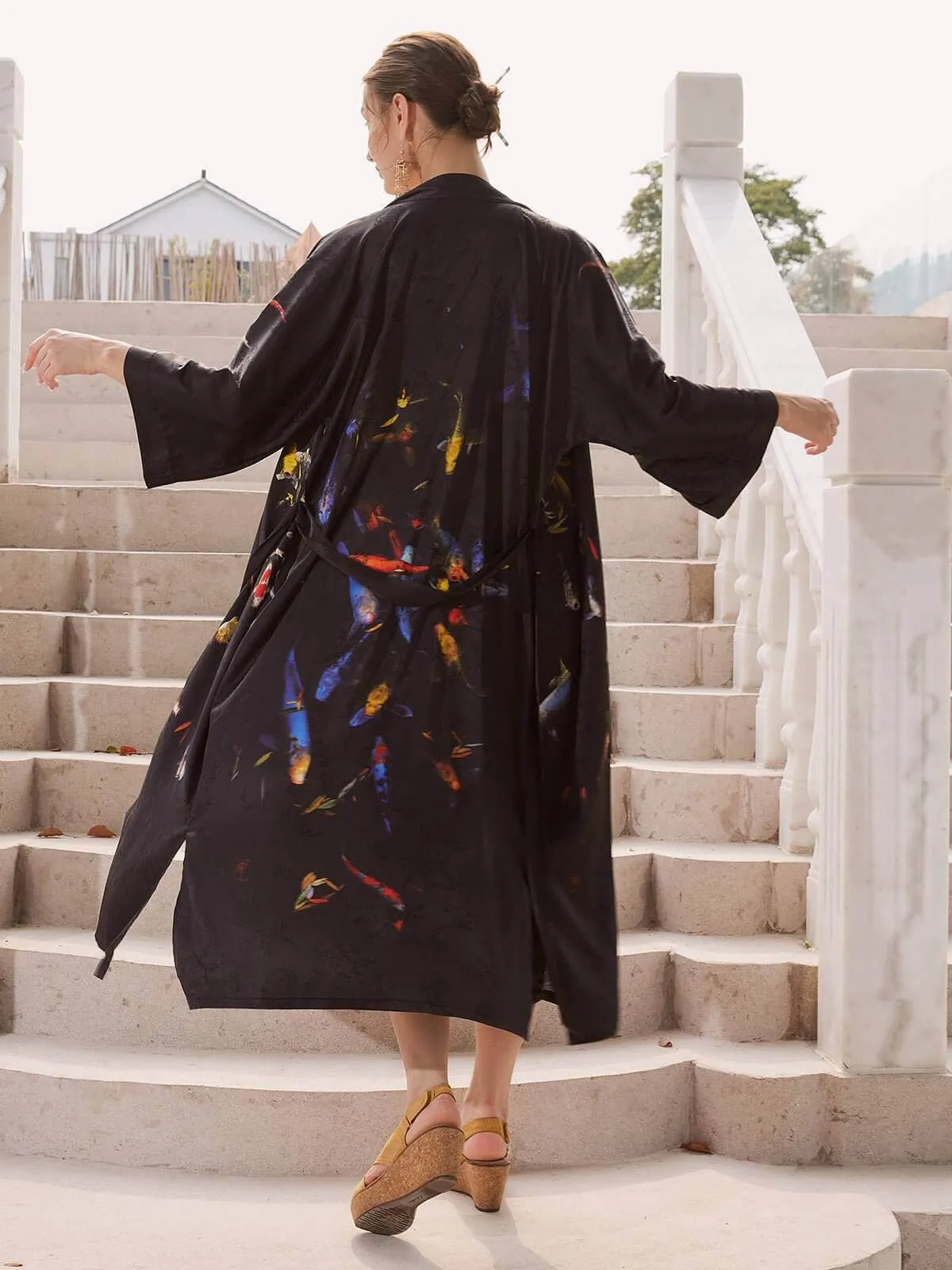 Koifish Kimono Robe with Oriental Inspired Design