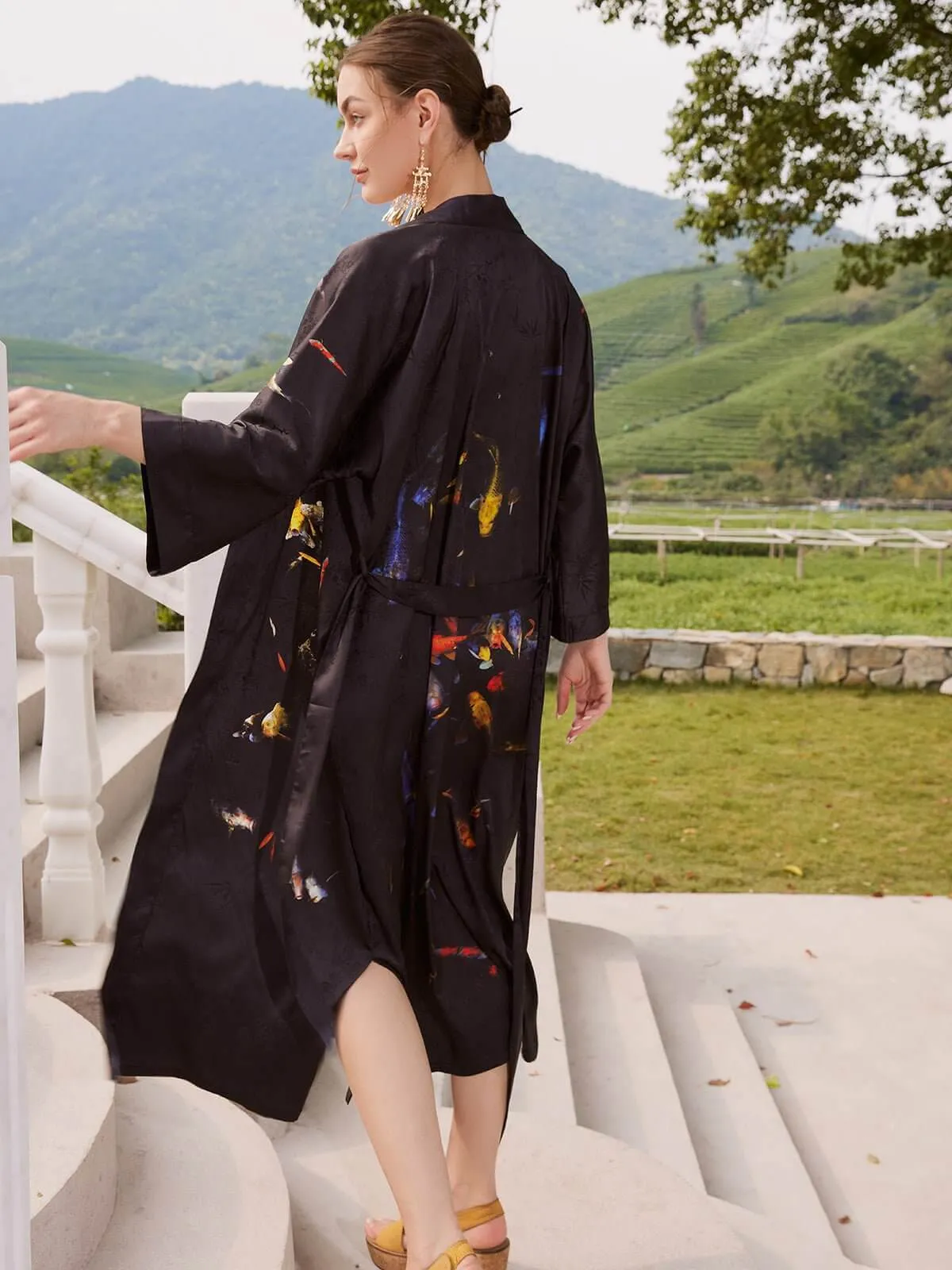 Koifish Kimono Robe with Oriental Inspired Design