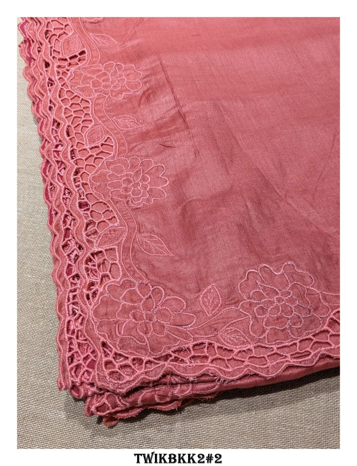 Korean Tussar Silk Saree with Twine Cutwork and Blouse for Women