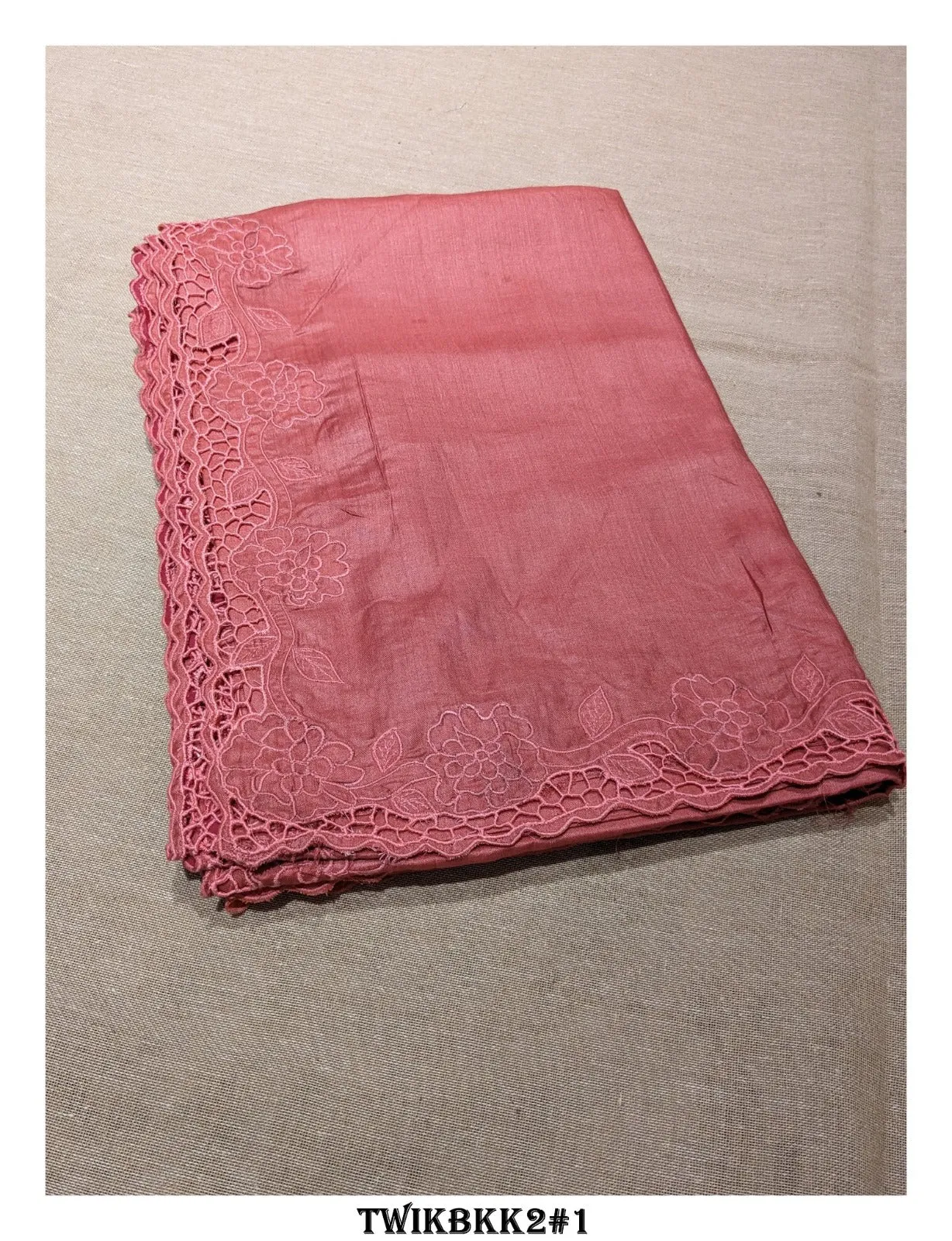 Korean Tussar Silk Saree with Twine Cutwork and Blouse for Women