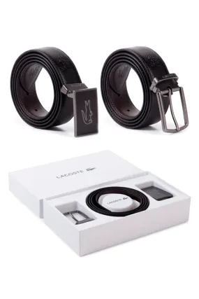 Lacoste Black Leather Belt Box - 2 in 1 Option.