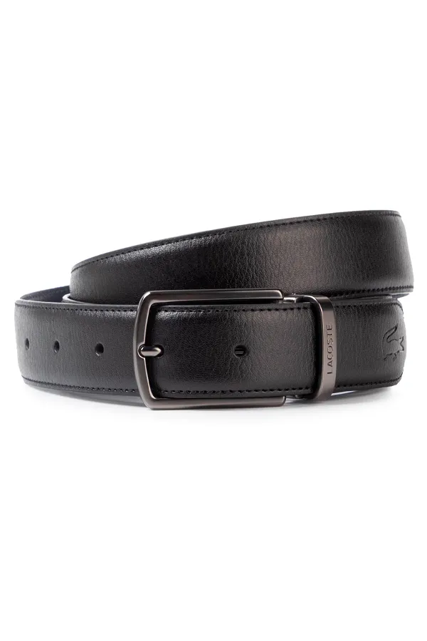 Lacoste Black Leather Belt Box - 2 in 1 Option.