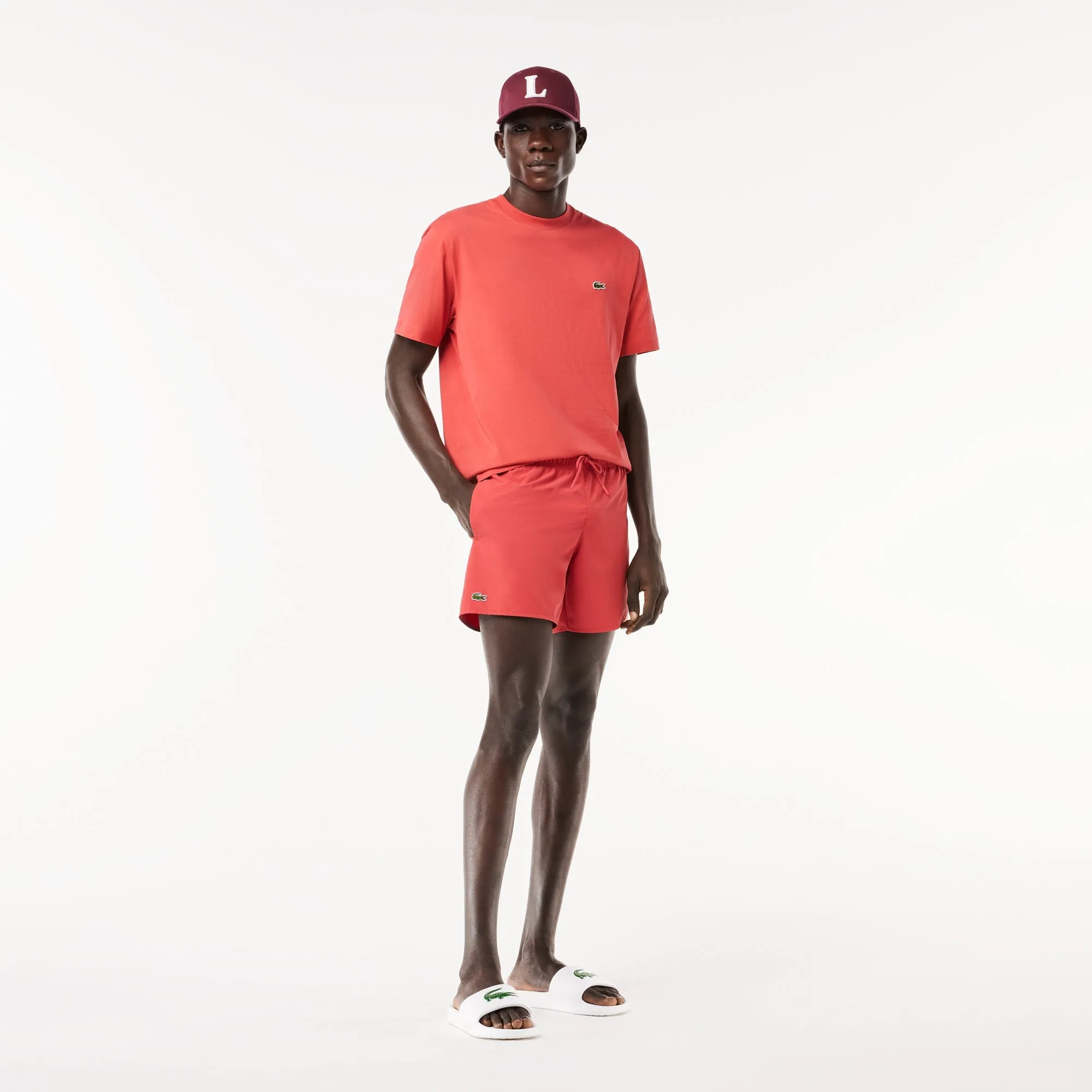 Lacoste - Lightweight Solid Pink Swim Shorts