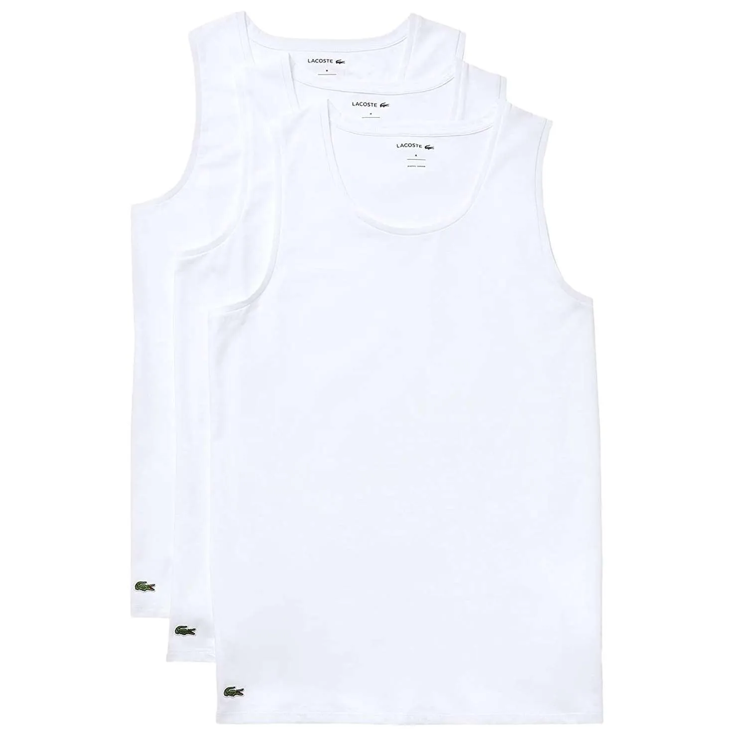 Lacoste Men’s Sleeveless Slim Essential T-Shirt 3pk – White