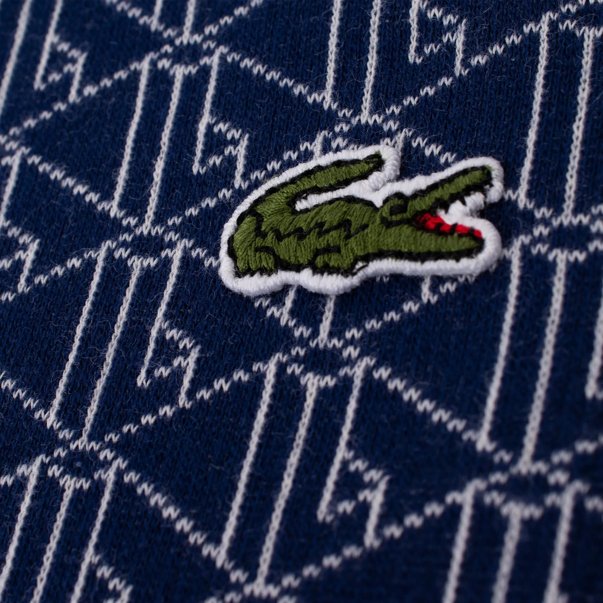 Lacoste Monogram Jacquard Dress in Navy Blue and White