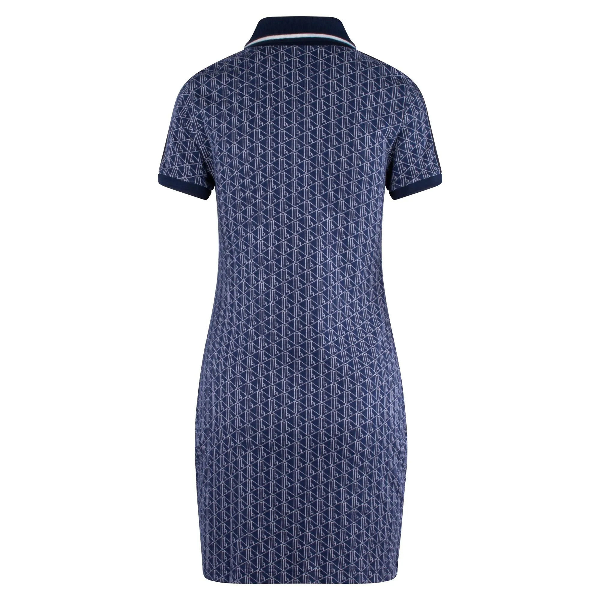 Lacoste Monogram Jacquard Dress in Navy Blue and White