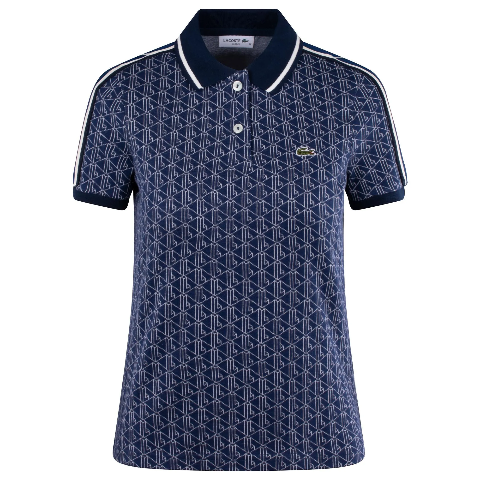 Lacoste Monogram Polo Shirt Navy/White - Shop Now